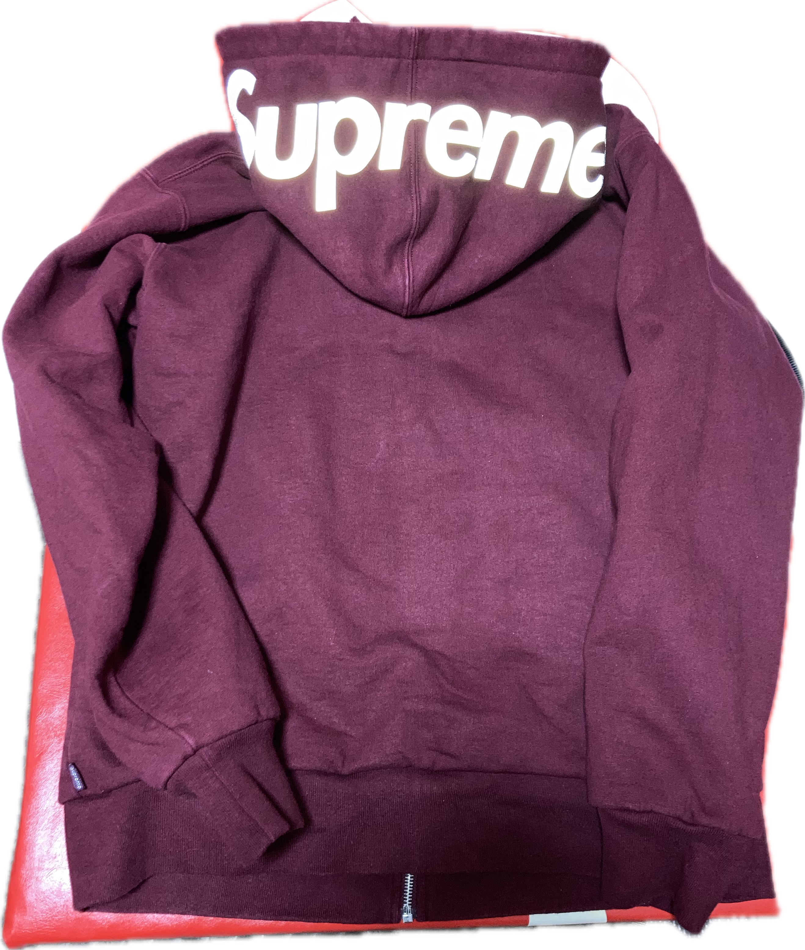 Supreme 3M Reflective Logo Thermal Zip Up "Burgundy"