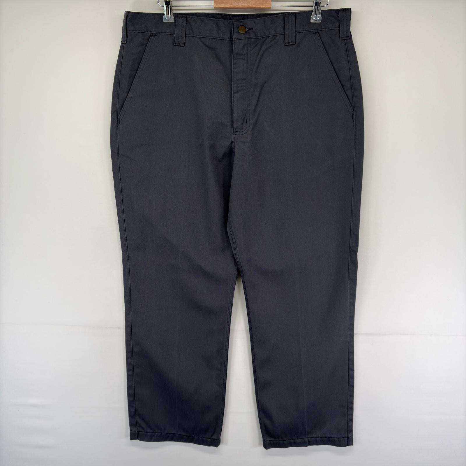 古着 カーハート Carhartt パンツ チノパン スラックス ワンポイントロゴ ストレート ジップフライ w38 L32  グレー系 メンズ