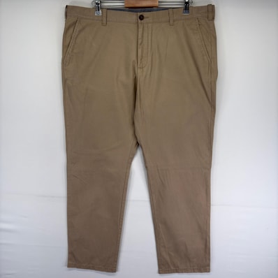 古着 トミーヒルフィガー TOMMY HILFIGER パンツ 大きいサイズ ジッパーフライ ワンポイントロゴ W40 L32 ベージュ系 メンズ