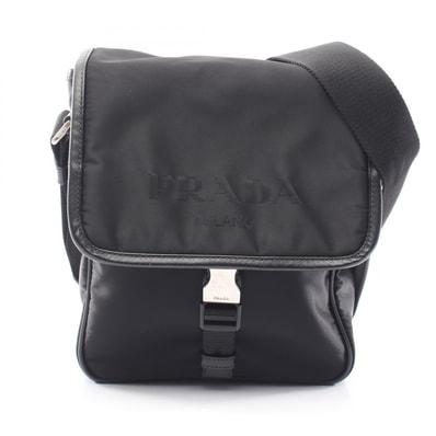 プラダ PRADA ショルダーバッグ バッグ ナイロン サフィアーノレザー メンズ レディース ブラック系 【中古】