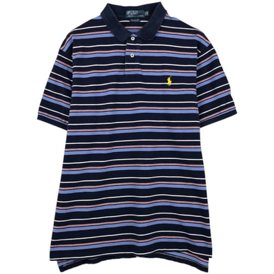 古着 ラルフローレン Ralph Lauren POLO by Ralph Lauren CUSTOM FIT マルチボーダー 半袖 ボーダー ポロシャツ メンズXXL相当/eaa657465