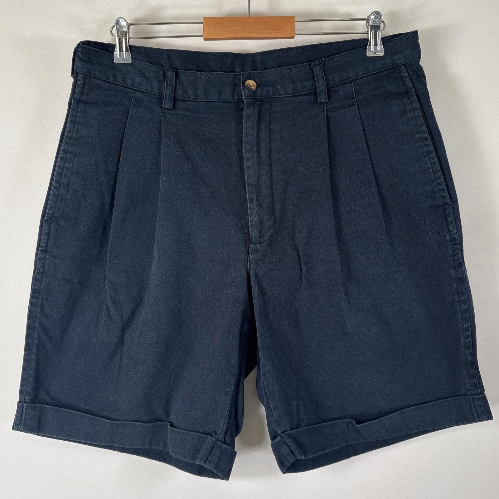 古着 90's/90年代 ノーティカ NAUTICA ショートパンツ 半ズボン 短パン ハーフパンツ ワンポイントロゴ w36  ネイビー メンズ