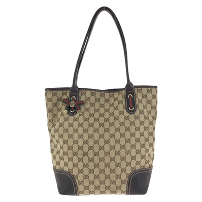 美品 GUCCI グッチ プリンシー ベージュ ブラウン ゴールド金具 GGキャンバス レザー/ トートバッグ ショルダーバッグ 602856 【中古】