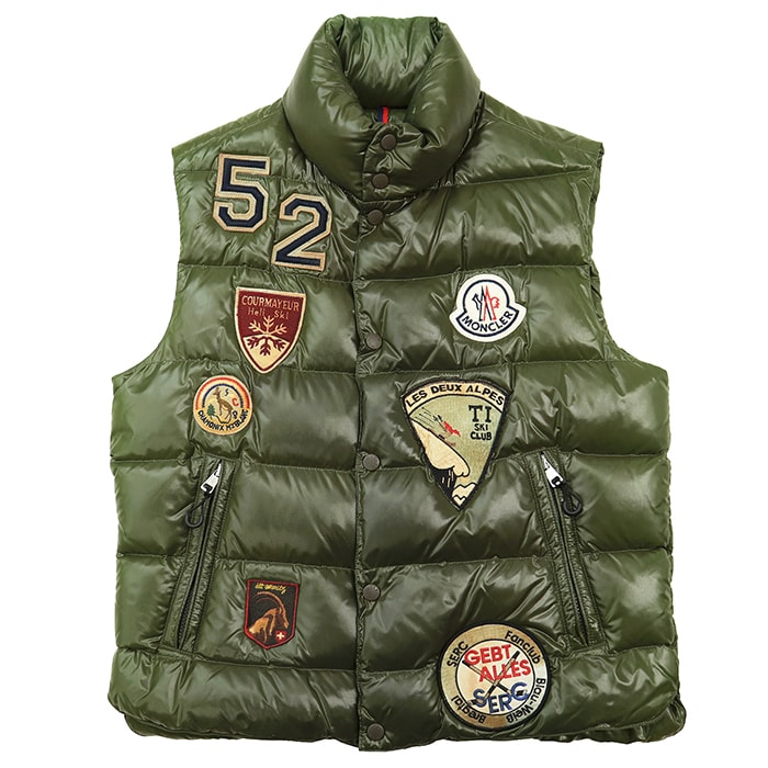 【美品】MONCLER モンクレール ダウンジャケット サイズ 2 メンズ チベット スペシャル TIBET SPECIAL ワッペン ミリタリー ベスト アウター オリーブ カーキ