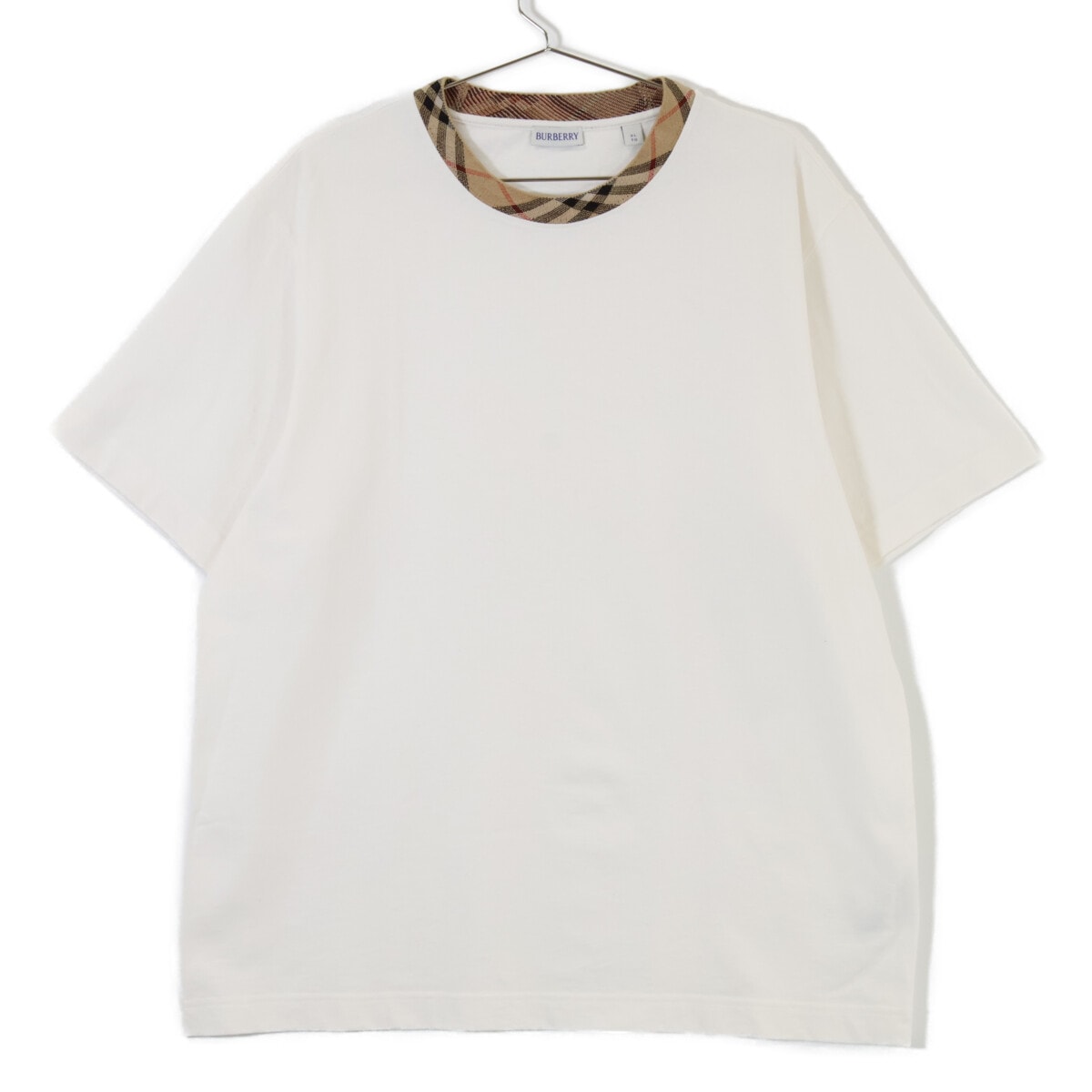 バーバリー 8110100 25SS ホワイト S/SチェックトリムTシャツ XL