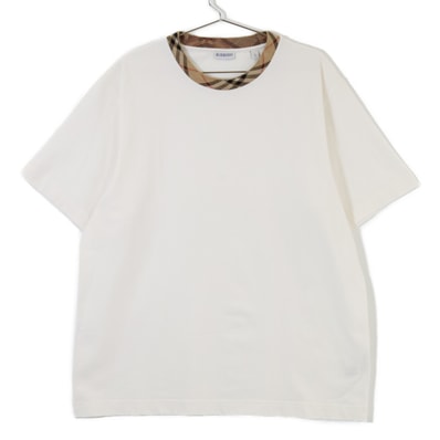 バーバリー 8110100 25SS ホワイト S/SチェックトリムTシャツ XL