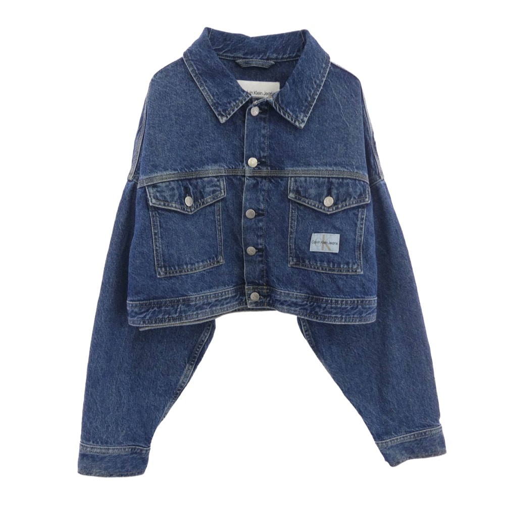 CALVIN KLEIN カルバンクライン レザージャケット J220662-1A4 BOXY CROPPED DENIM Jacket ボクシー クロップド デニム ジャケット インディゴブルー系 XS【極上美品】【中古】