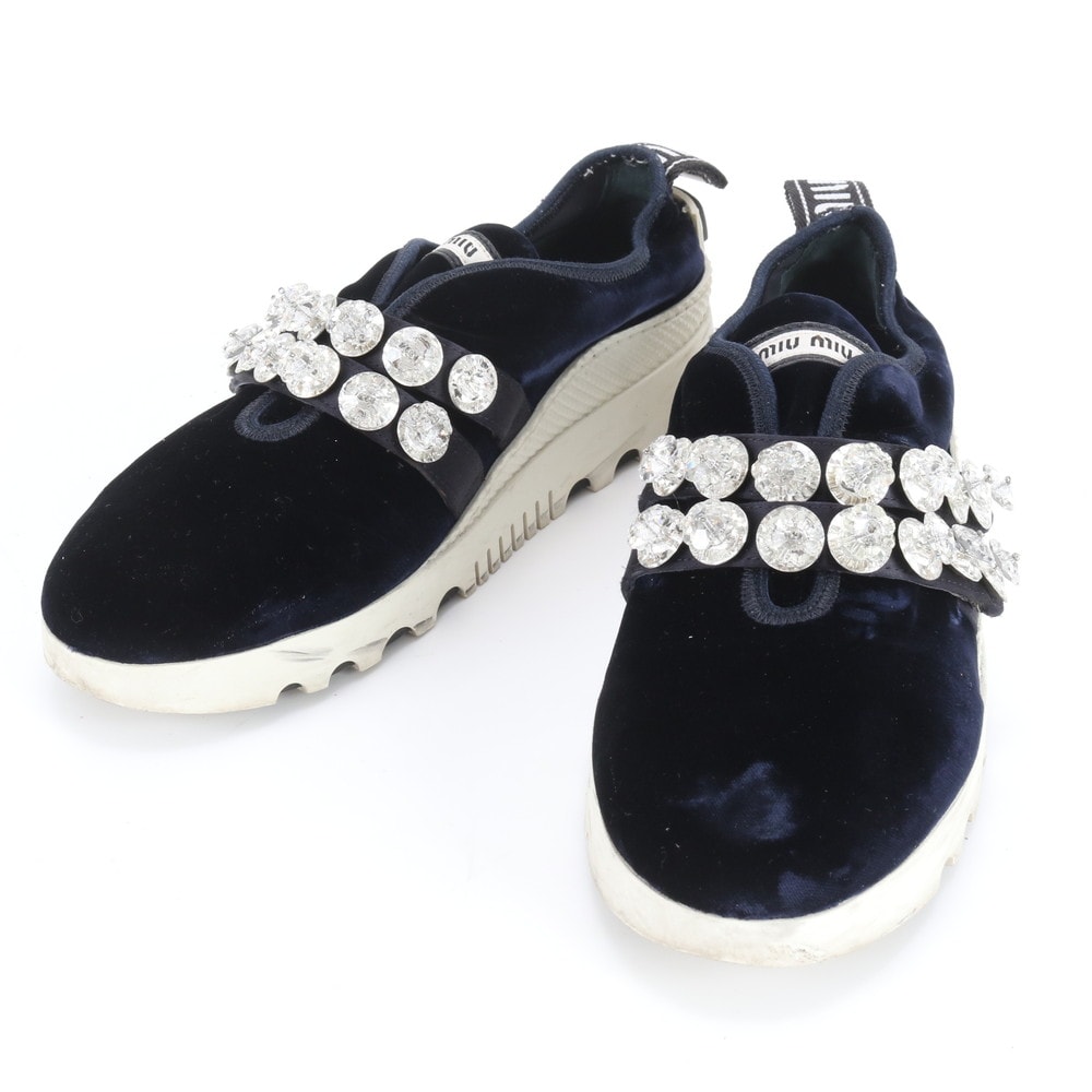 ■美品 ミュウミュウ ビジュー クリスタル ストーン 38スニーカー 이미지