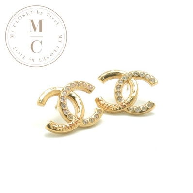 シャネル CHANEL ピアス イヤリング ゴールド ココマーク ラインストーン ロゴ