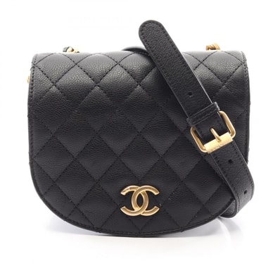 シャネル CHANEL マトラッセ スモールフラップ ショルダーバッグ バッグ カーフ(牛革) レディース ブラック系 【中古】