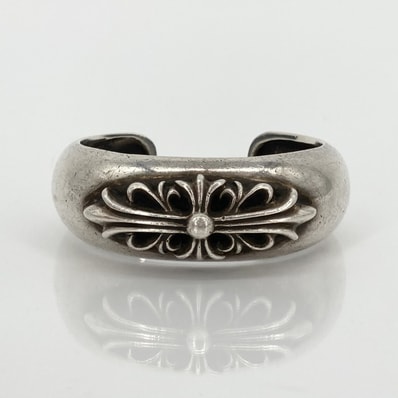 CHROME HEARTS(クロムハーツ) FLRL CUFF フローラルクロス カフ SV925 バングル 97.68g シルバー