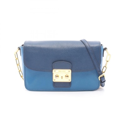 ミュウ ミュウ Miu Miu MADRAS BICOLORE マドラス ショルダーバッグ バッグ レザー レディース ブルー系 / ネイビー系 【中古】