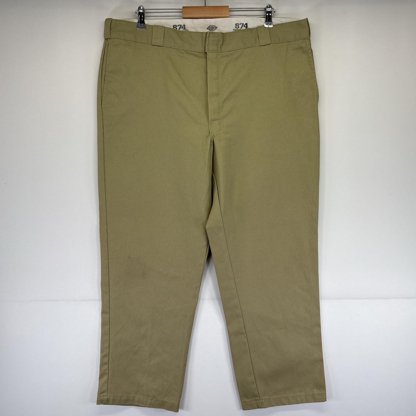 古着 ディッキーズ Dickies ワークパンツ 874 大きいサイズ ワンポイントロゴ オリジナルフィット ロングパンツ w42 L30 ベージュ系 メンズ