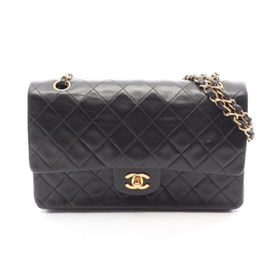 シャネル CHANEL マトラッセ Wフラップ ショルダーバッグ バッグ ラムスキン(羊革) レディース ブラック系 【中古】
