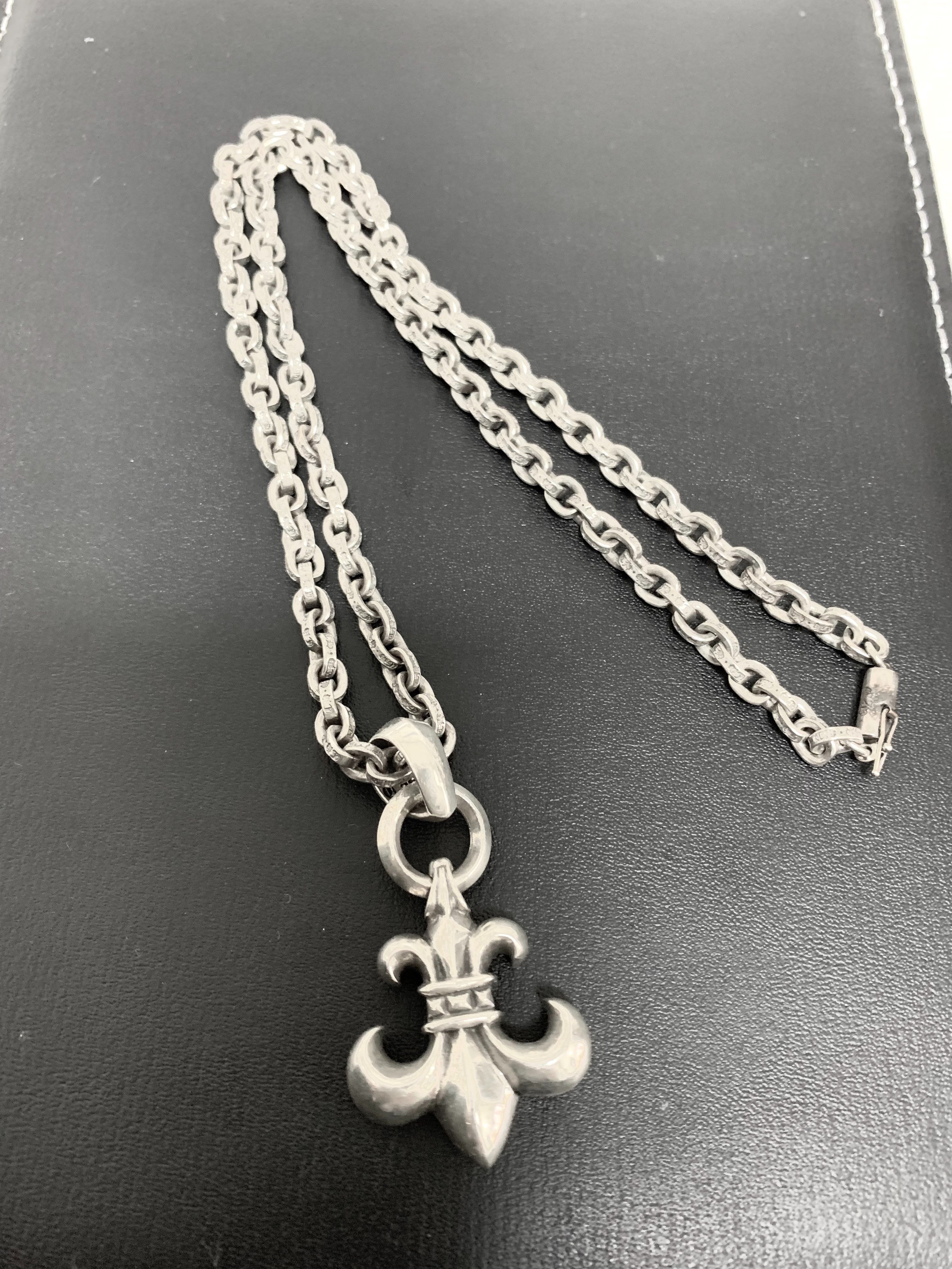 クロムハーツBSフレアペンダント、ペーパー チェーン ネックレス 約50cm