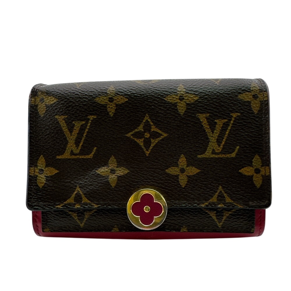 ルイヴィトン LOUIS VUITTON 二つ折り財布 モノグラム ポルトフォイユフロールコンパクト コンパクトウォレット M64587 ブラウン