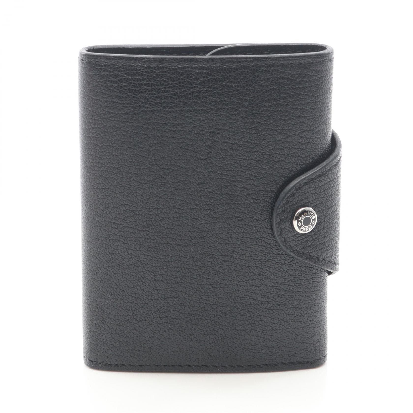 エルメス HERMES イリアード コンパクト 三つ折り財布 財布 レザー シェーブル シェーブル B刻印(2023年製造) レディース ブラック系 H087234CK89 【中古】