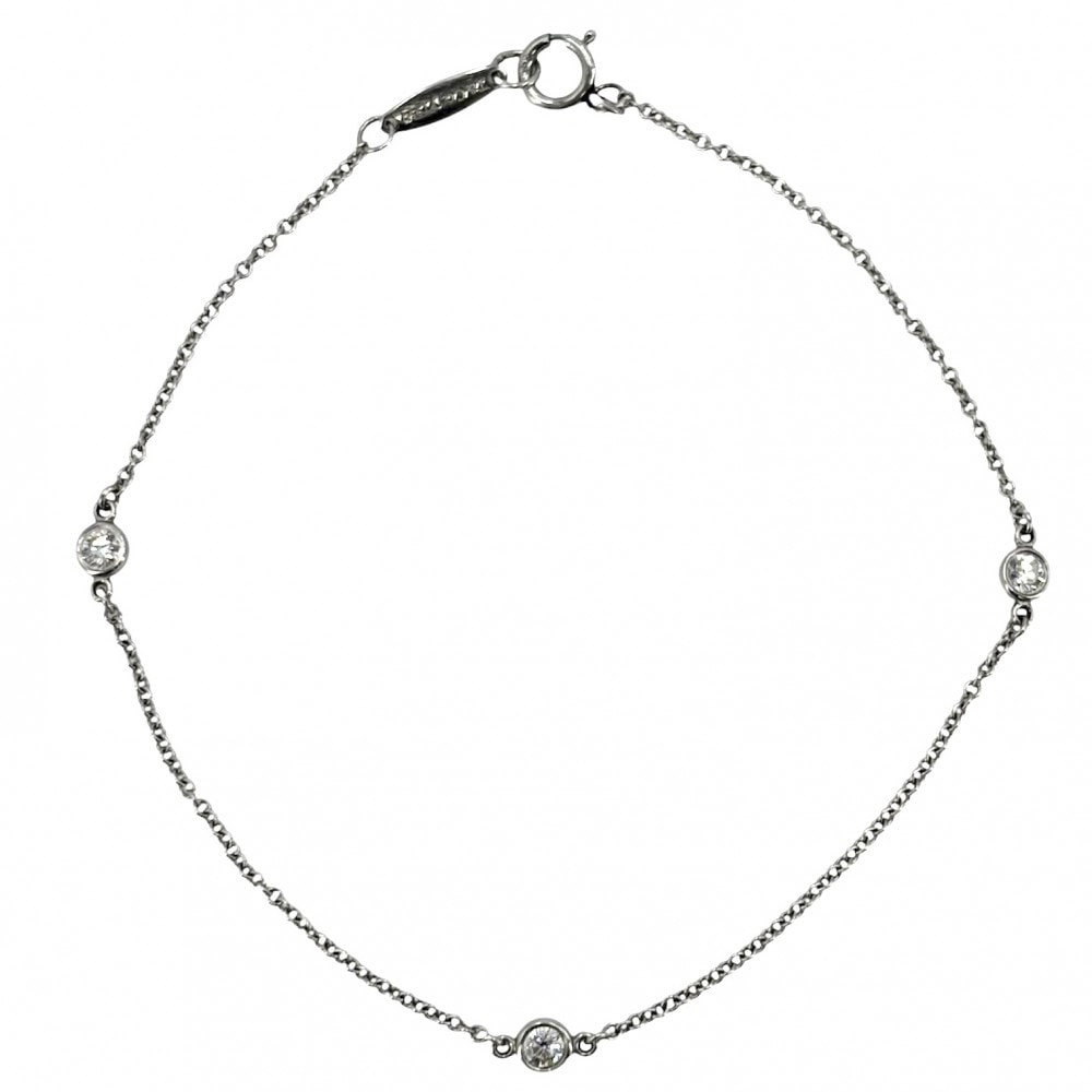 TIFFANY&Co. ティファニー ブレスレット エルサペレッティ バイザヤード アクセサリー ジュエリー 3Pダイヤ Pt950プラチナ ダイヤモンド レディース 約1.5g【中古品】