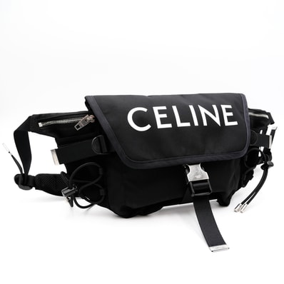 CELINE(セリーヌ)トレッキングライン メッセンジャーバッグ ショルダーバッグ ブラック ナイロン ロゴ シルバー金具 S-ME-1234 ユニセックス【中古】