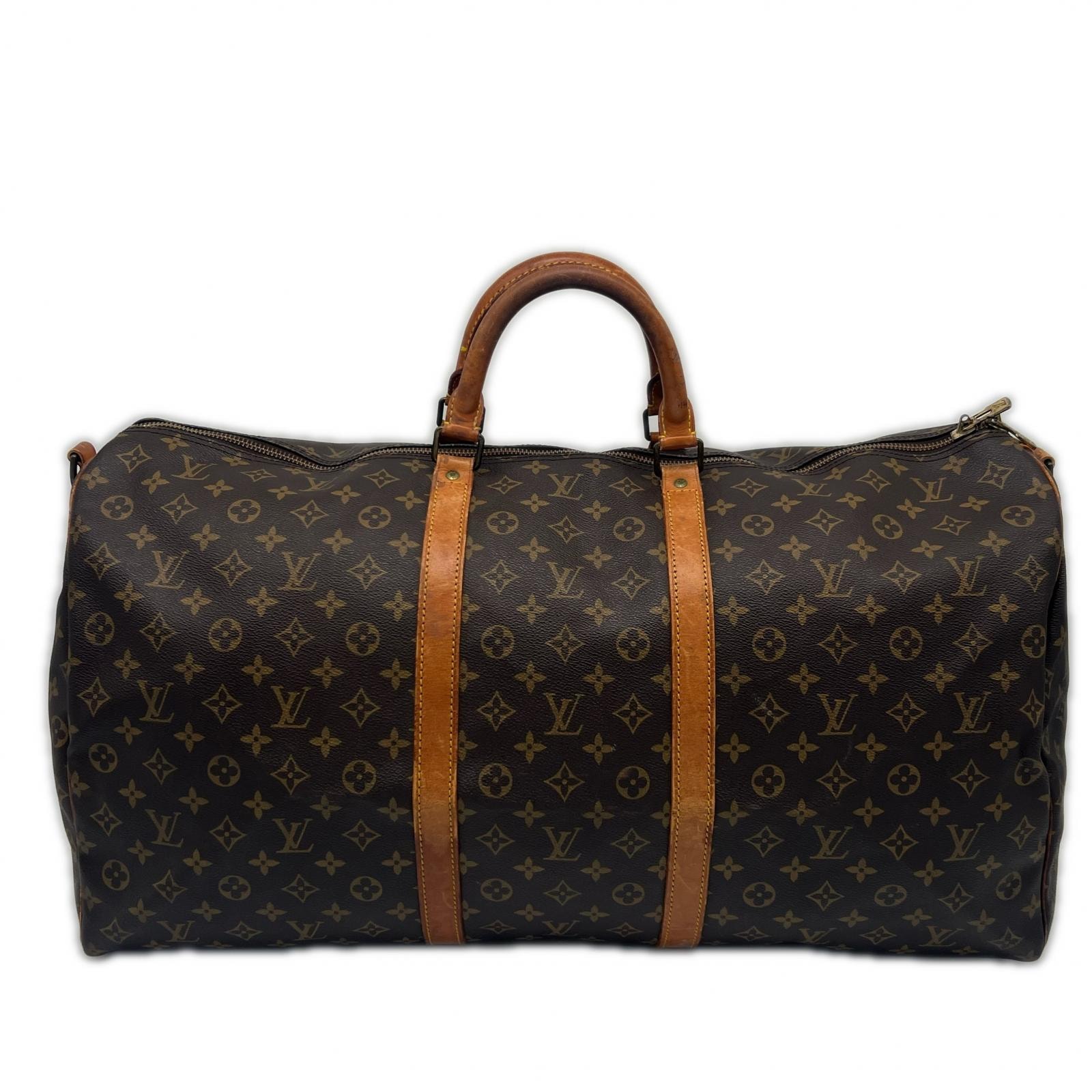 LOUIS VUITTON ルイ・ヴィトン モノグラム キーポルバンドリエール60 M41412 2wayボストンバッグ ブラウン コーティングキャンバス レザー メンズ