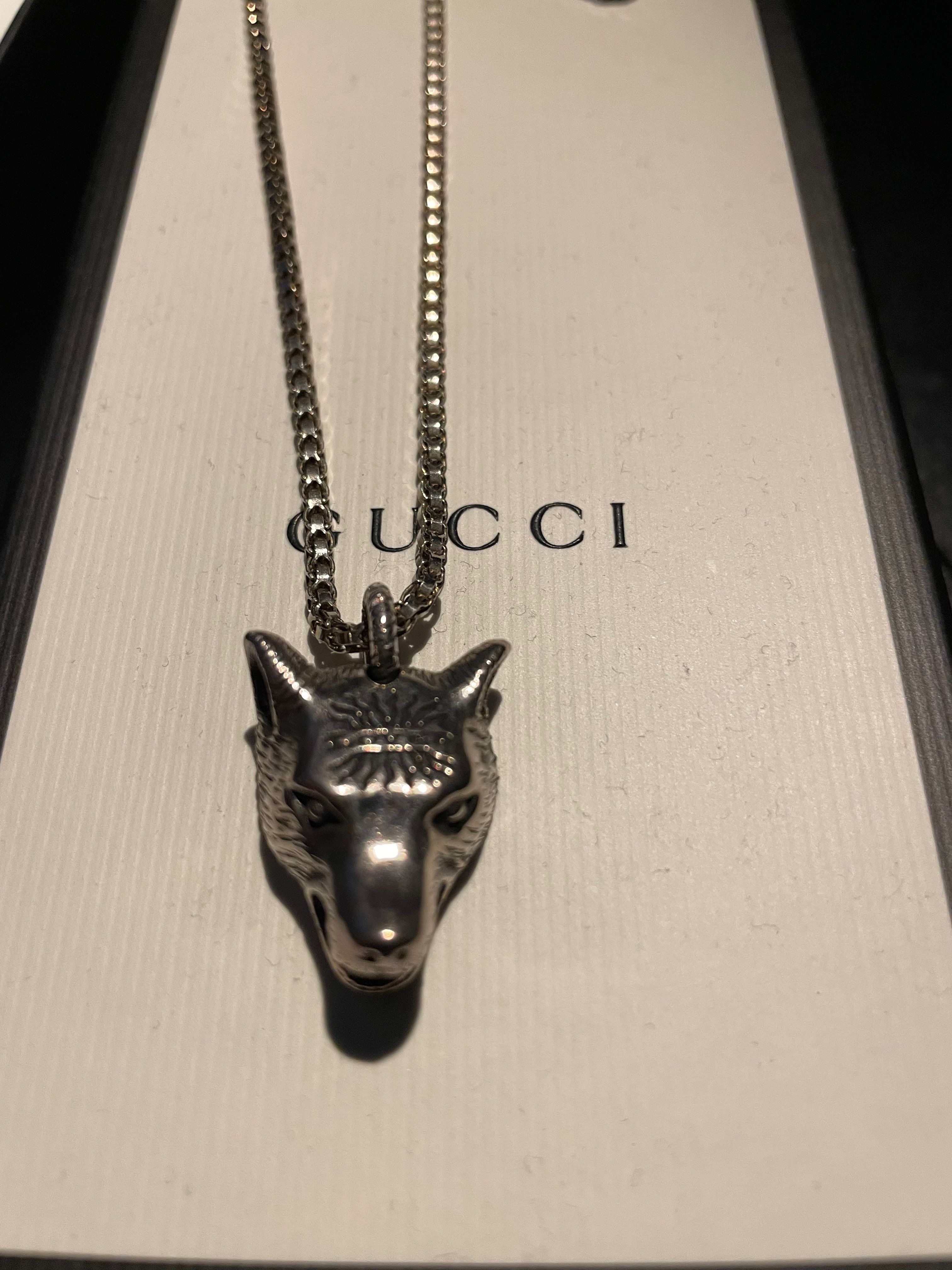 GUCCI Anger Forest Necklace Wolf Head "Siliver