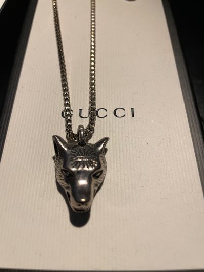 GUCCI Anger Forest Necklace Wolf Head "Siliver