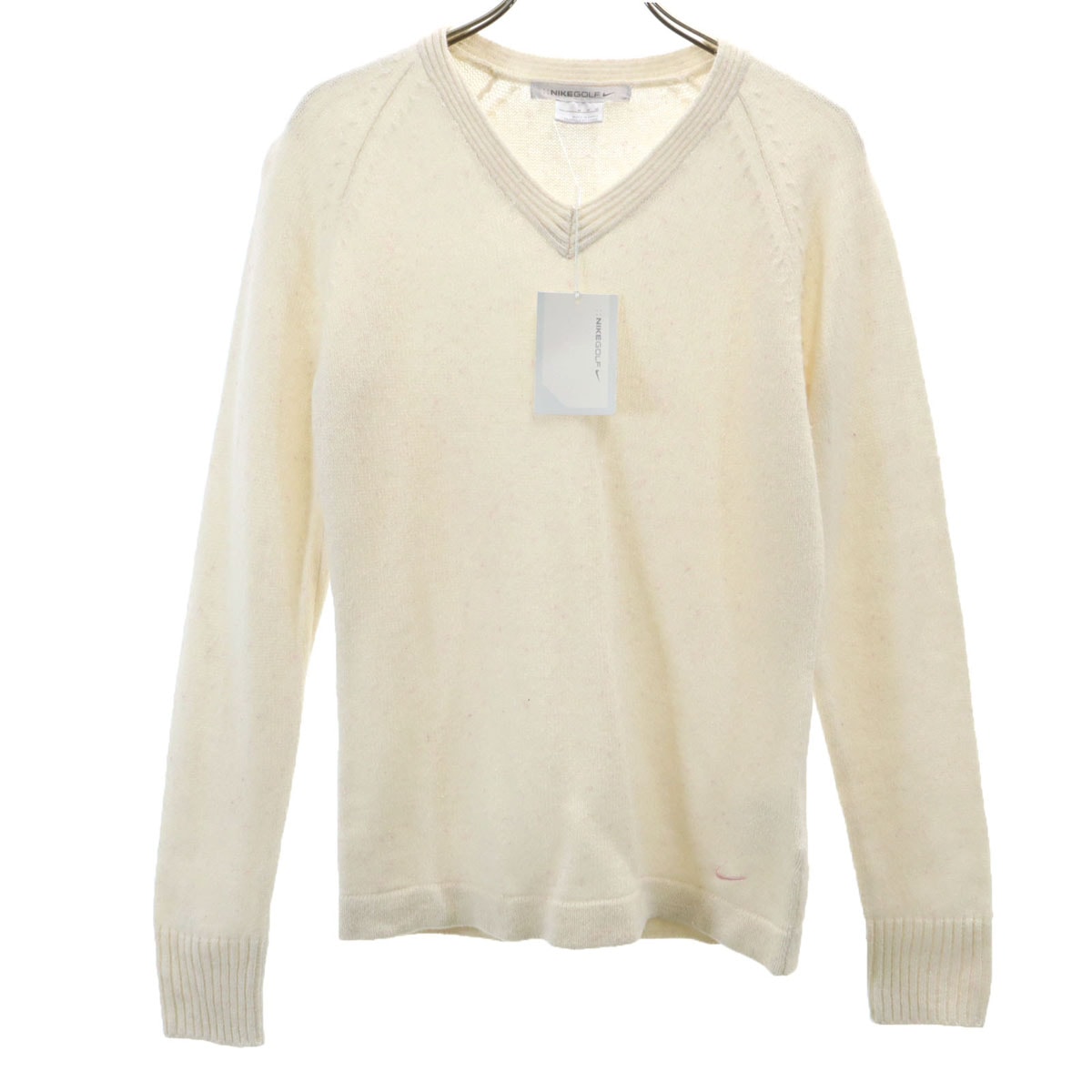 未使用 NIKE GOLF ナイキゴルフ 長袖 Vネック ニット M アイボリー セーター