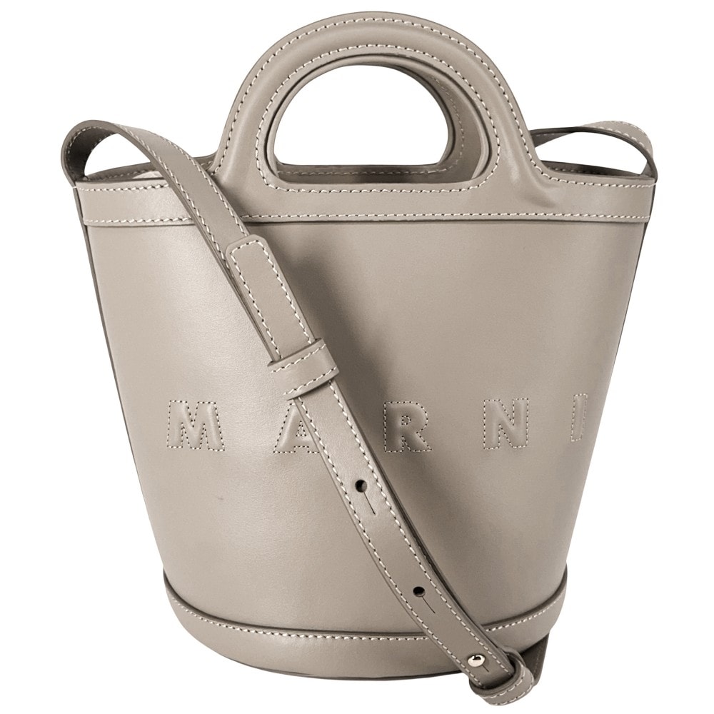 MARNI マルニ 2WAY TROPICALIAスモールバケットバッグ  ハンドバッグ ショルダーバッグ 肩掛け 斜め掛け SCMP0056U0 レザー    ベージュ ゴールド金具 レディース 美品【中古品】