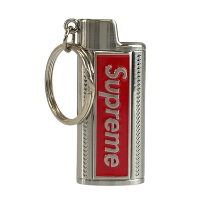 美品 Supreme シュプリーム Metal Lighter Holster シルバー レッド メタル ライターケース ネックレス 604489 【中古】