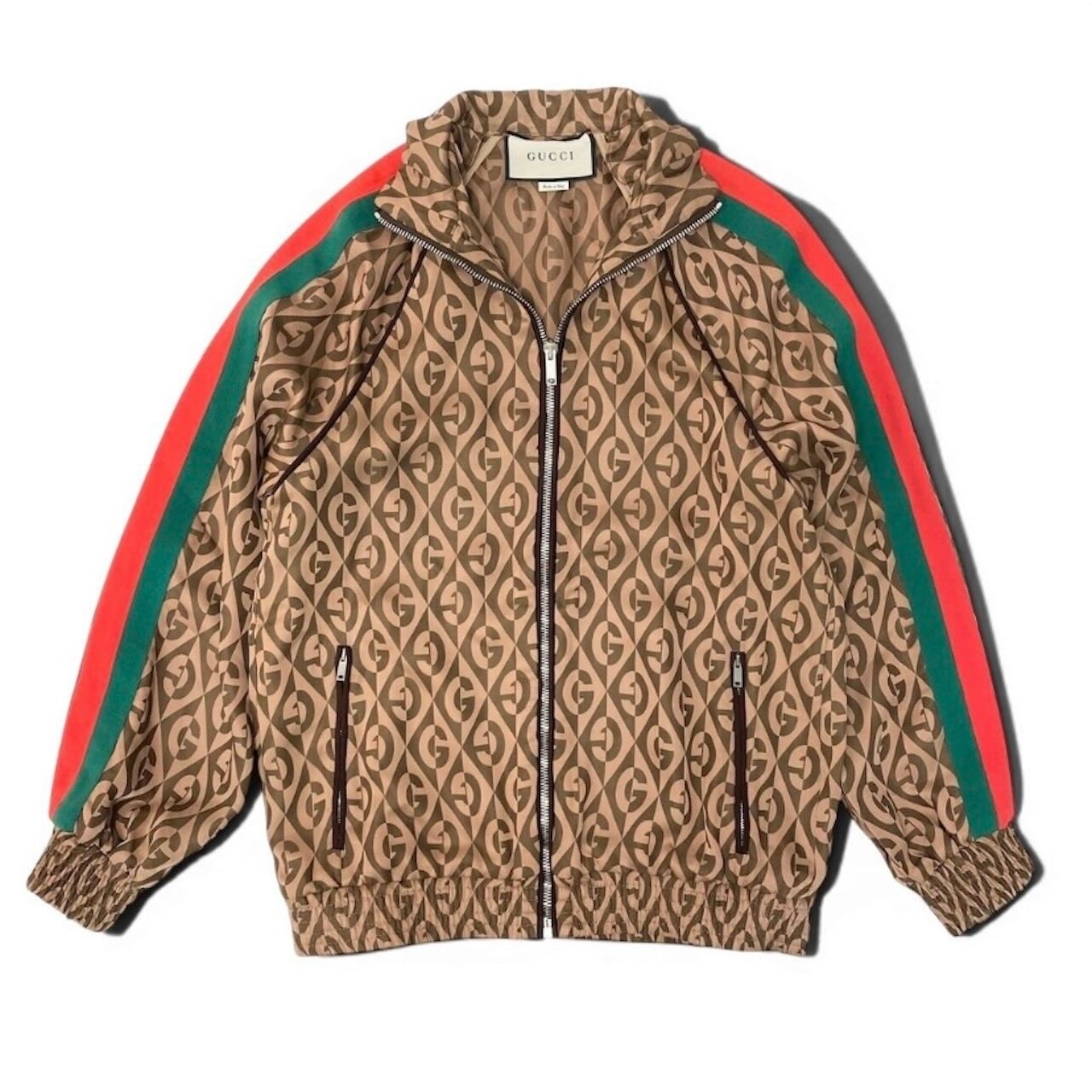 GUCCI グッチ GGランバスパターン ウェブライン ブラウン レーヨン アセテート/ トラックジャケット A3-00249 【中古】