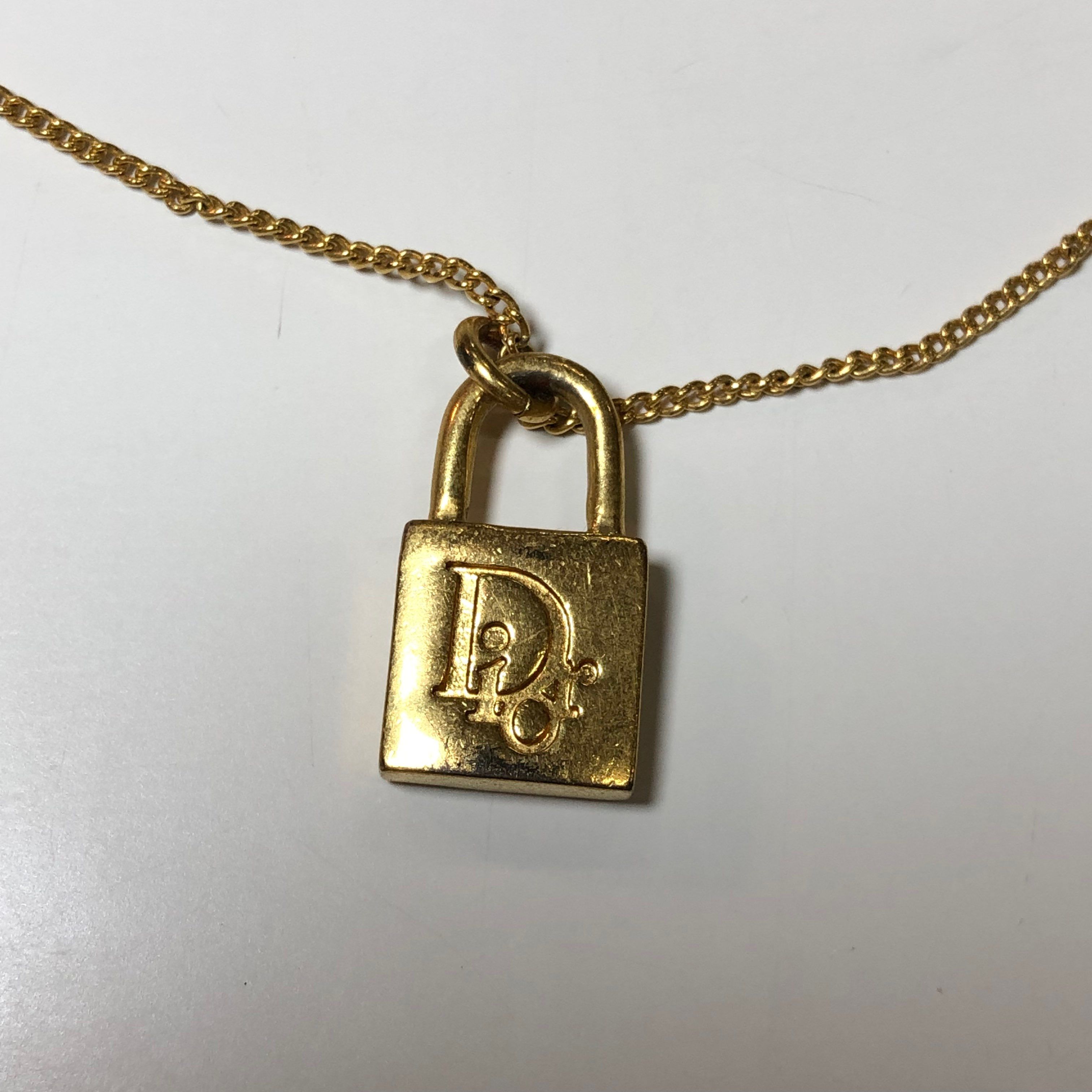 Dior Padlock Logo Necklace "Gold"