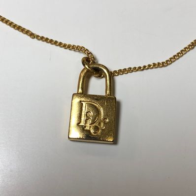 Dior Padlock Logo Necklace "Gold"