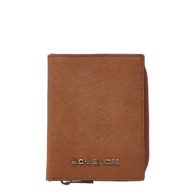 マイケルコース - カードケース パスケース ラウンドファスナー コインケース ブラウン レザー レディース Michael Kors 【中古】