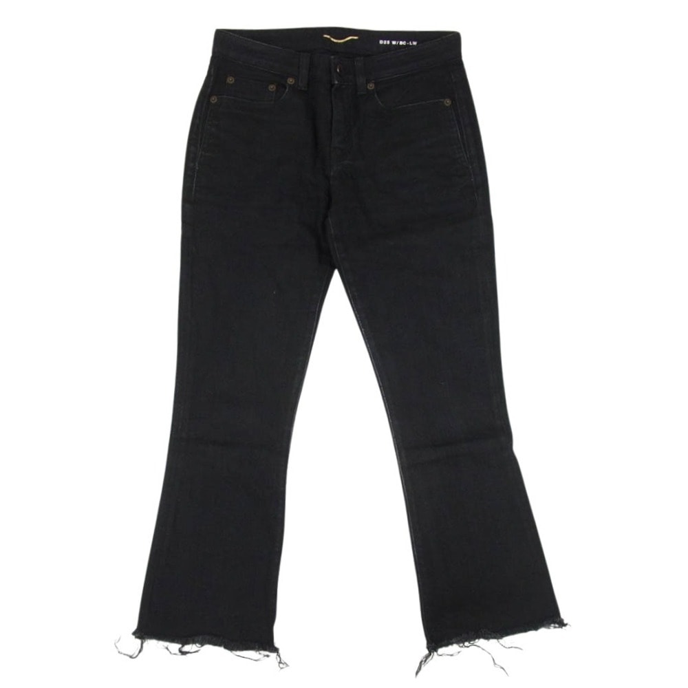 SAINT LAURENT サンローラン デニムパンツ 543074 YF869 裾カットオフ ブーツカット ジーンズ デニムパンツ ブラック系 25【中古】