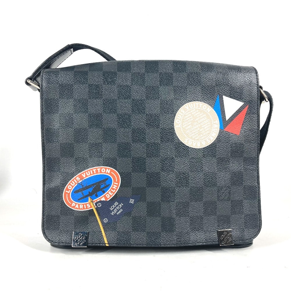 ルイヴィトン LOUIS VUITTON ディストリクトPM  N41054 ダミエグラフィット ステッカーズ  カバン 斜め掛け フラップ ショルダーバッグ ダミエグラフィットキャンバス ブラック