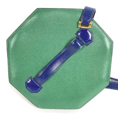 エルメス HERMES バンドネオン ヴィンテージ 2WAYバッグ ハンドバッグ クラッチバッグ 斜め掛け ポシェット バイカラー ショルダーバッグ レザー グリーン×ブルー