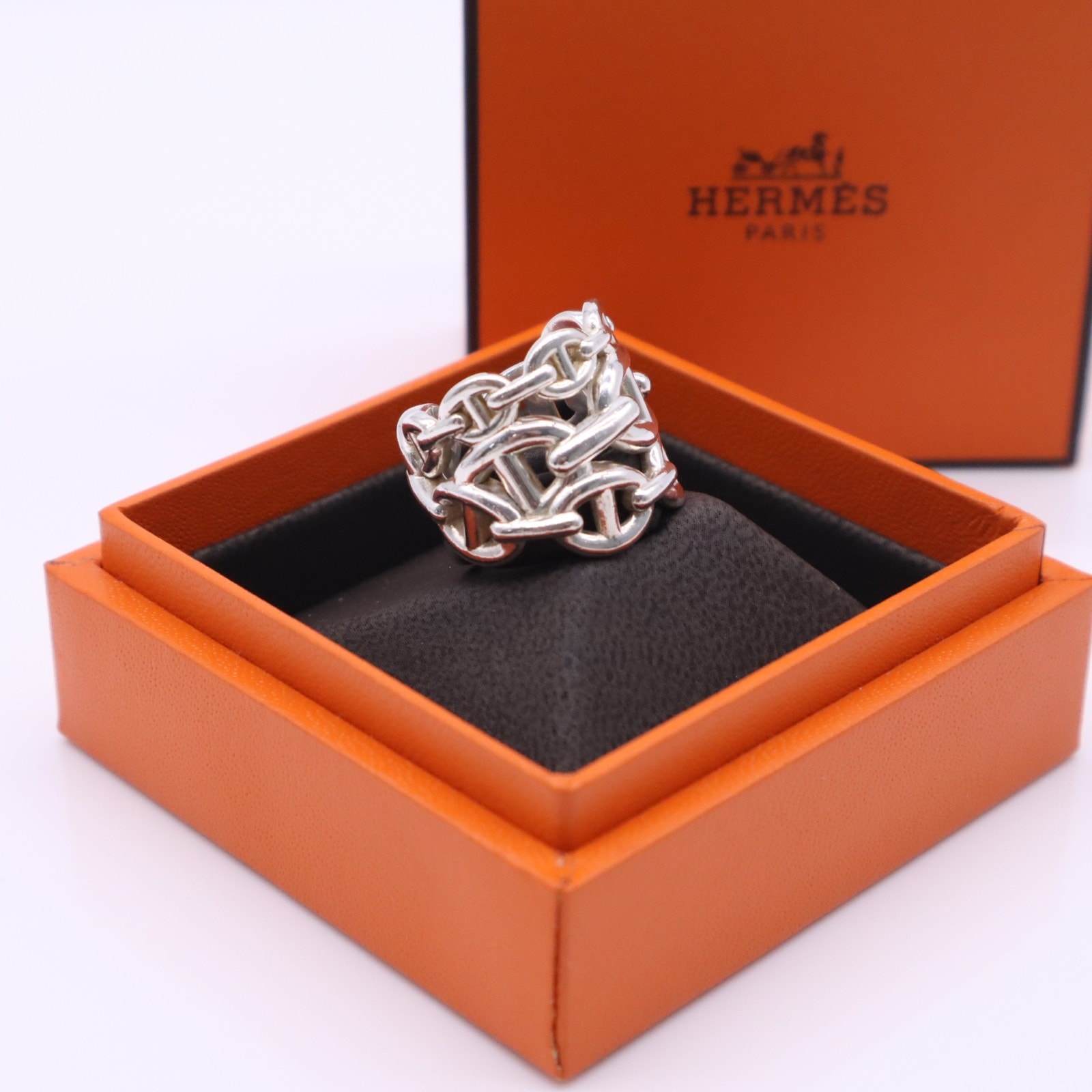 美品 HERMES エルメス シェーヌダンクル アンシェネGM #51 Ag925 10号 - リング・指輪 シルバー シルバー メンズ