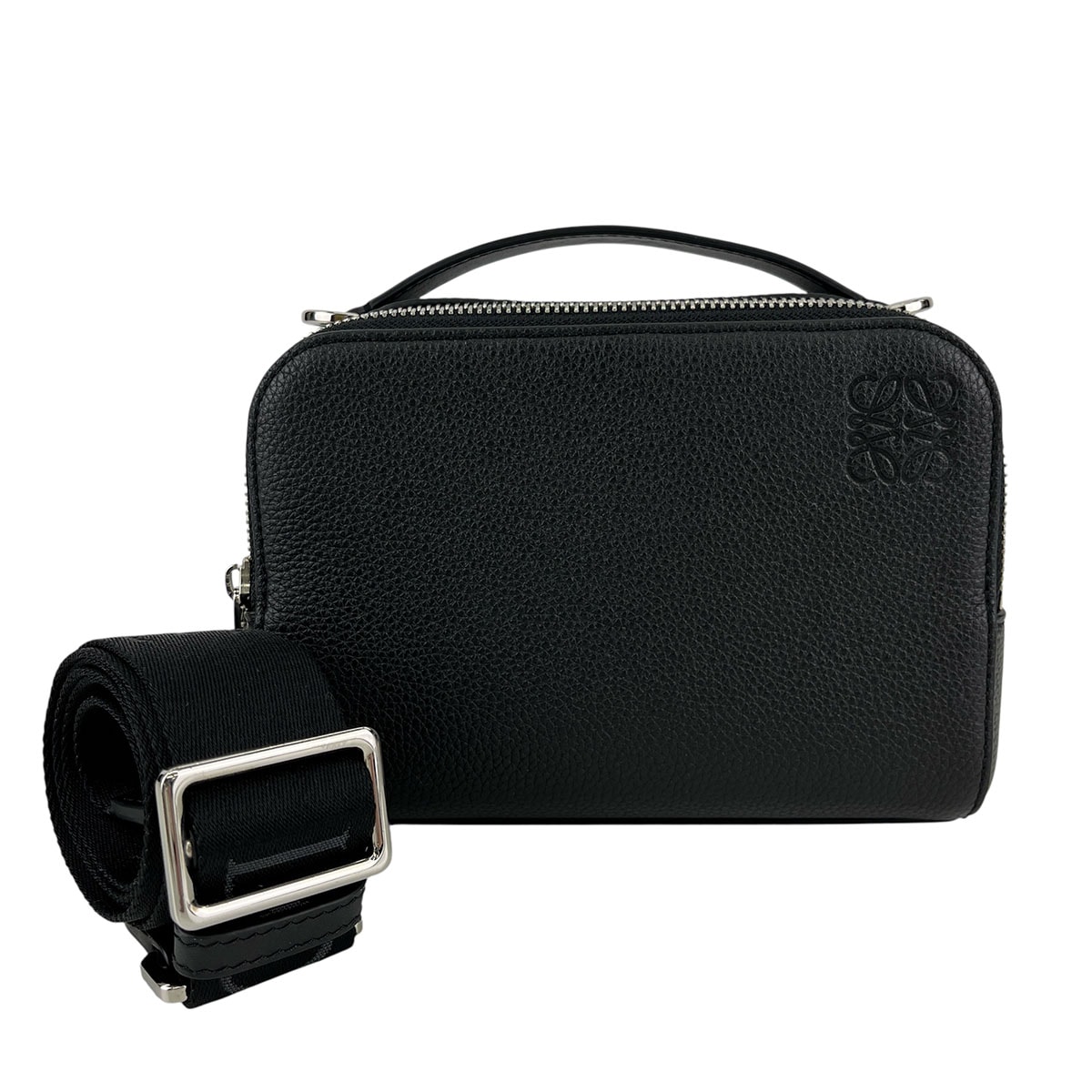 LOEWE ロエベ カメラ クロスボディバッグ ミニ ショルダーバッグ C660R41X01 レザー ブラック  レディース【中古】