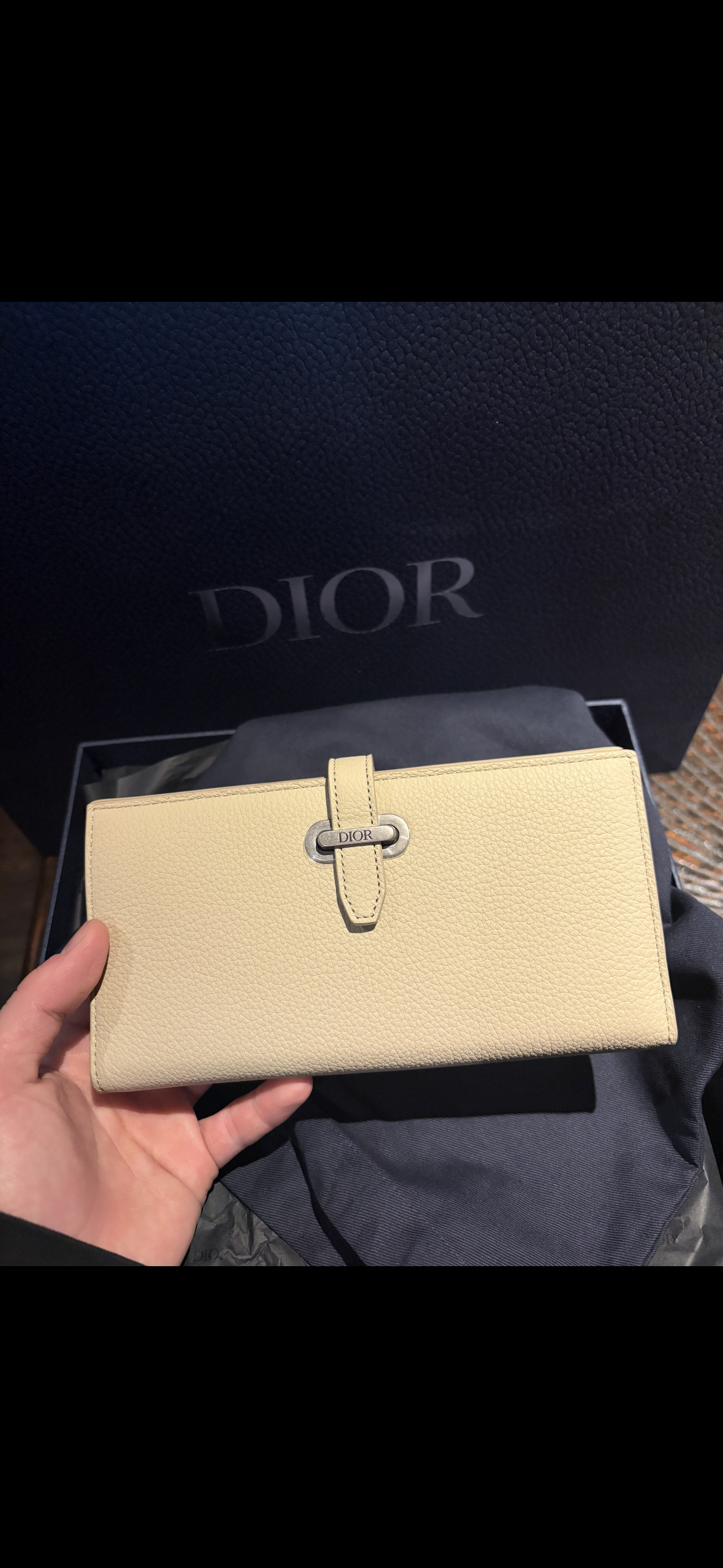 Dior Normandie Vertical Bifold Wallet Dior Icons Calfskin "Beige"