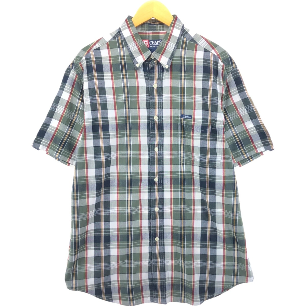 古着 90年代 ラルフローレン Ralph Lauren CHAPS チャップス 半袖 ボタンダウン チェックシャツ メンズL相当 ヴィンテージ/eaa542615