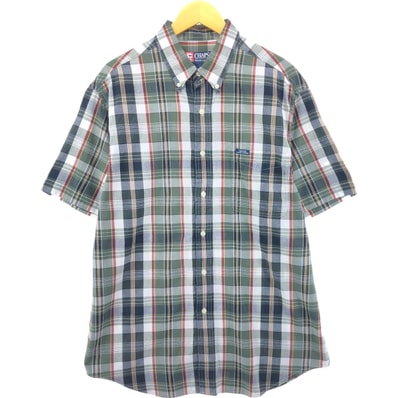 古着 90年代 ラルフローレン Ralph Lauren CHAPS チャップス 半袖 ボタンダウン チェックシャツ メンズL相当 ヴィンテージ/eaa542615