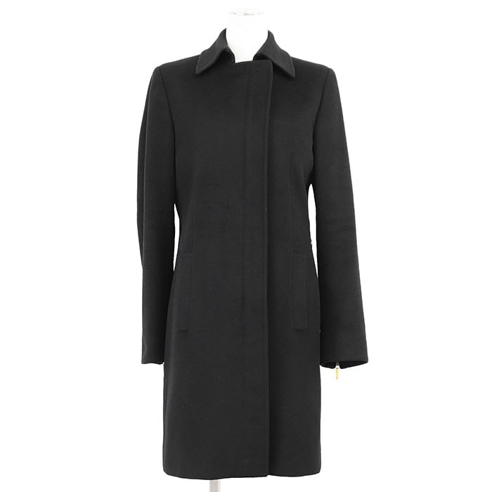 グッチ ステンカラー カシミヤ混 ウール メルトン コート レディース ブラック 42 GUCCI