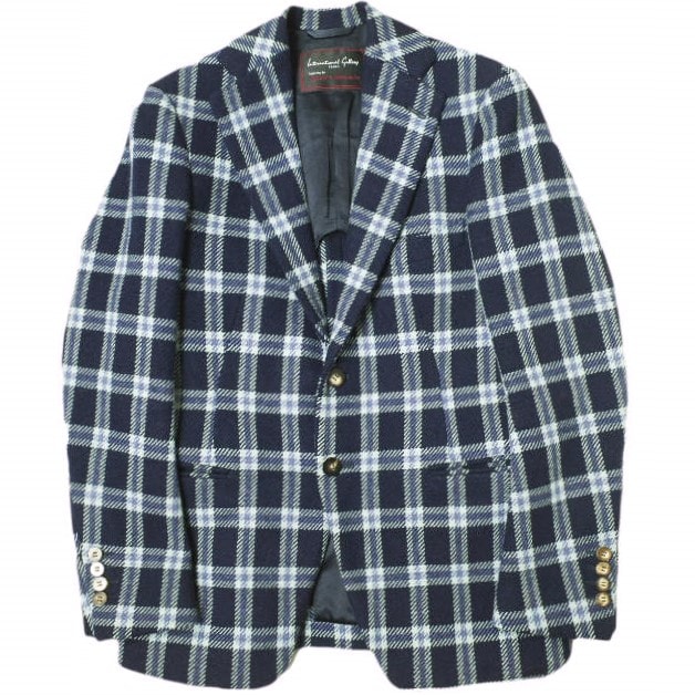 International Gallery BEAMS by Takahiro Matsushita インターナショナルギャラリービームス 松下貴宏 日本製 COLOR CHECK 2B JACKET カラーチェック2Bテーラードジャケット 42 NAVY