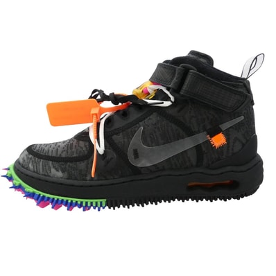 NIKE ナイキ スニーカー DO6290-001 × Off-White オフホワイト Air Force 1 Mid Black エアフォース1 ミッド ハイカットスニーカー ブラック系 26.cm【新古品】【未使用】【中古】
