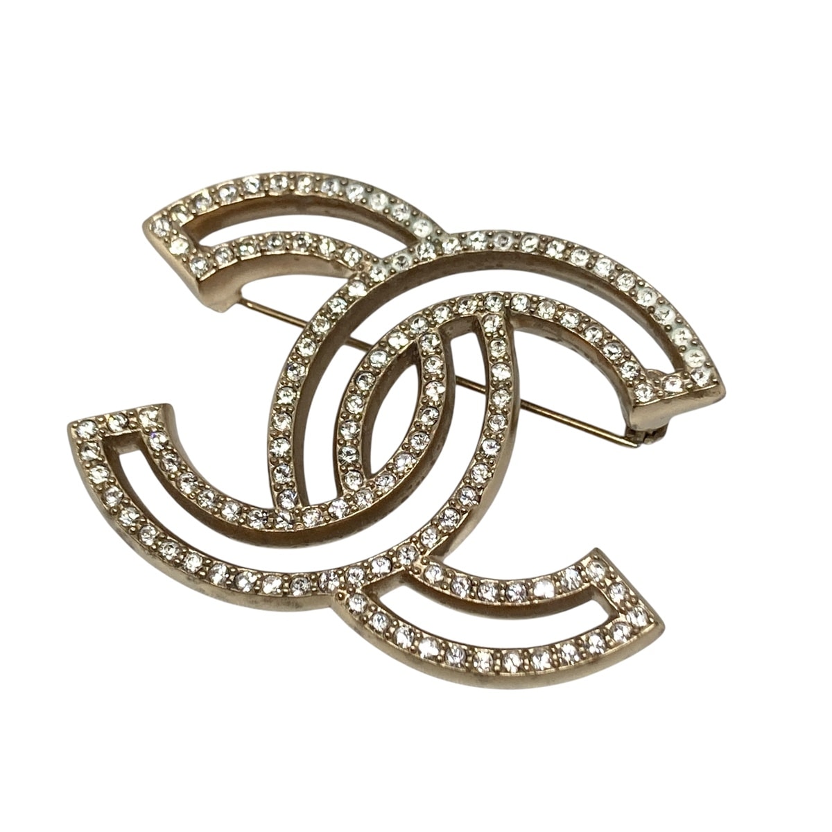 CHANEL シャネル ココマーク ラインストーン ブローチ GP ゴールド A17V刻印  ユニセックス【中古】