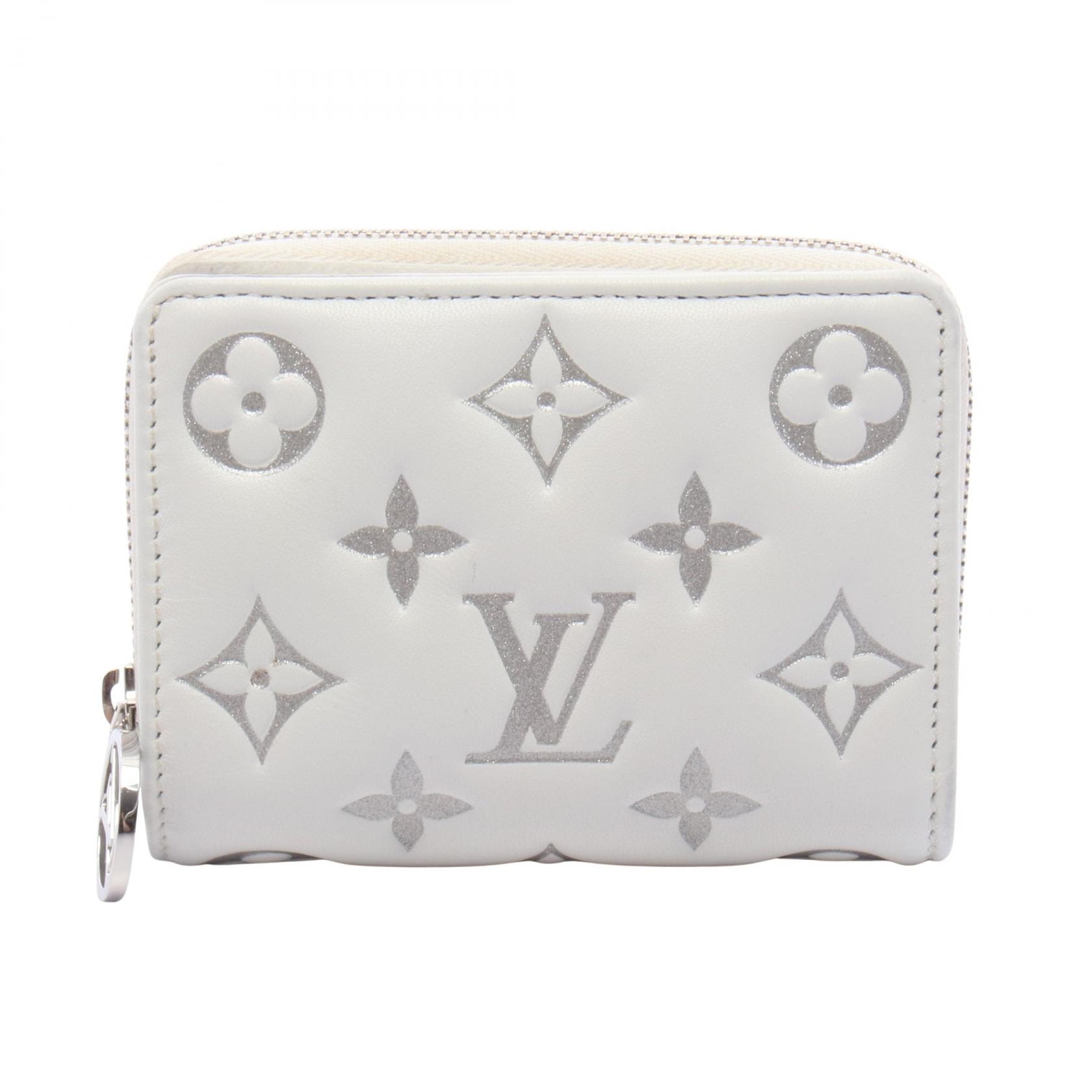 ルイ・ヴィトン LOUIS VUITTON ポルトフォイユ ルー LV SKI モノグラムエンボス 二つ折り財布 財布 レザー ラムレザー シルバー レディース ホワイト系 / シルバー系 M12153 【中古】