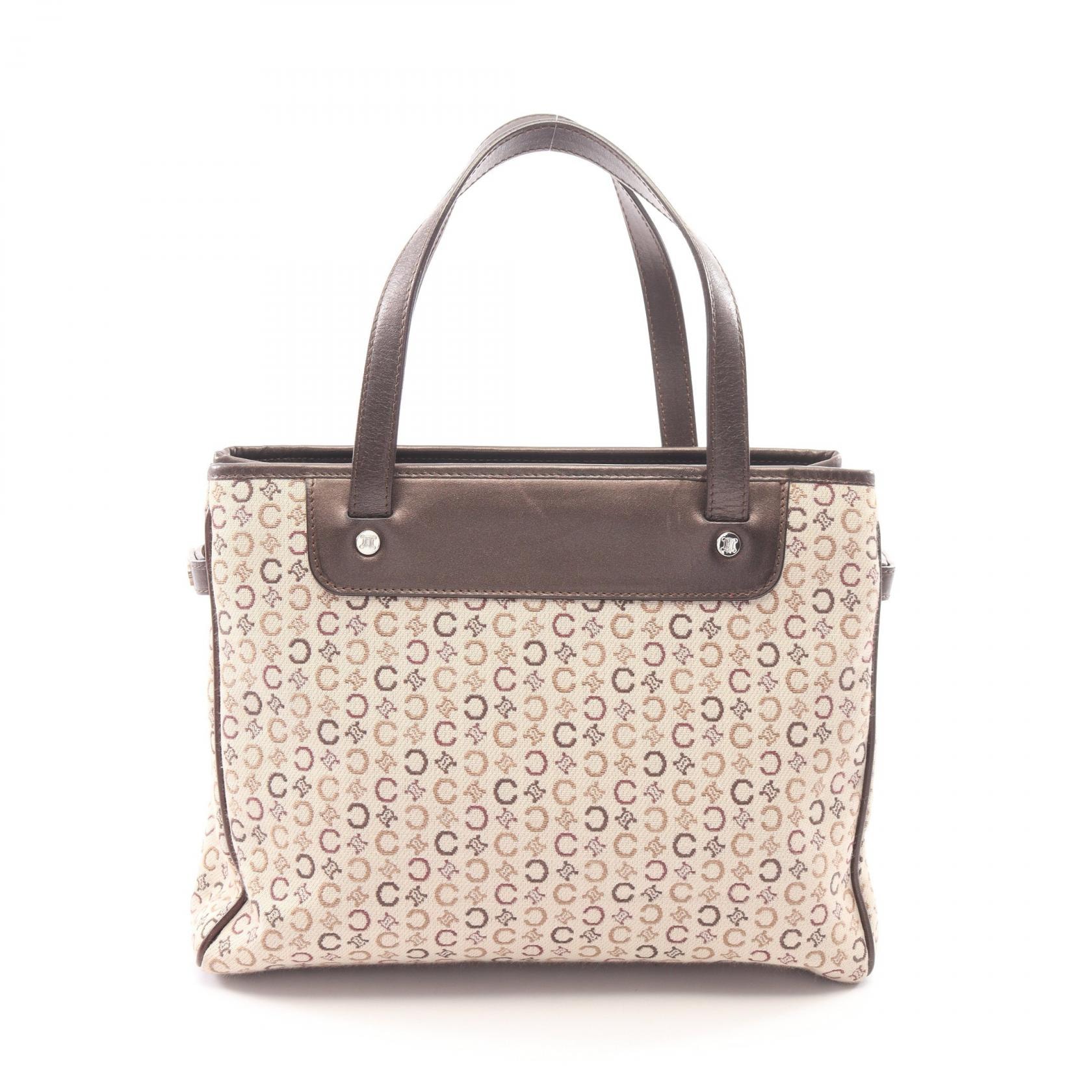 セリーヌ CELINE Cマカダム ハンドバッグ バッグ キャンバス レザー レディース ベージュ系 / ブラウン系 【中古】