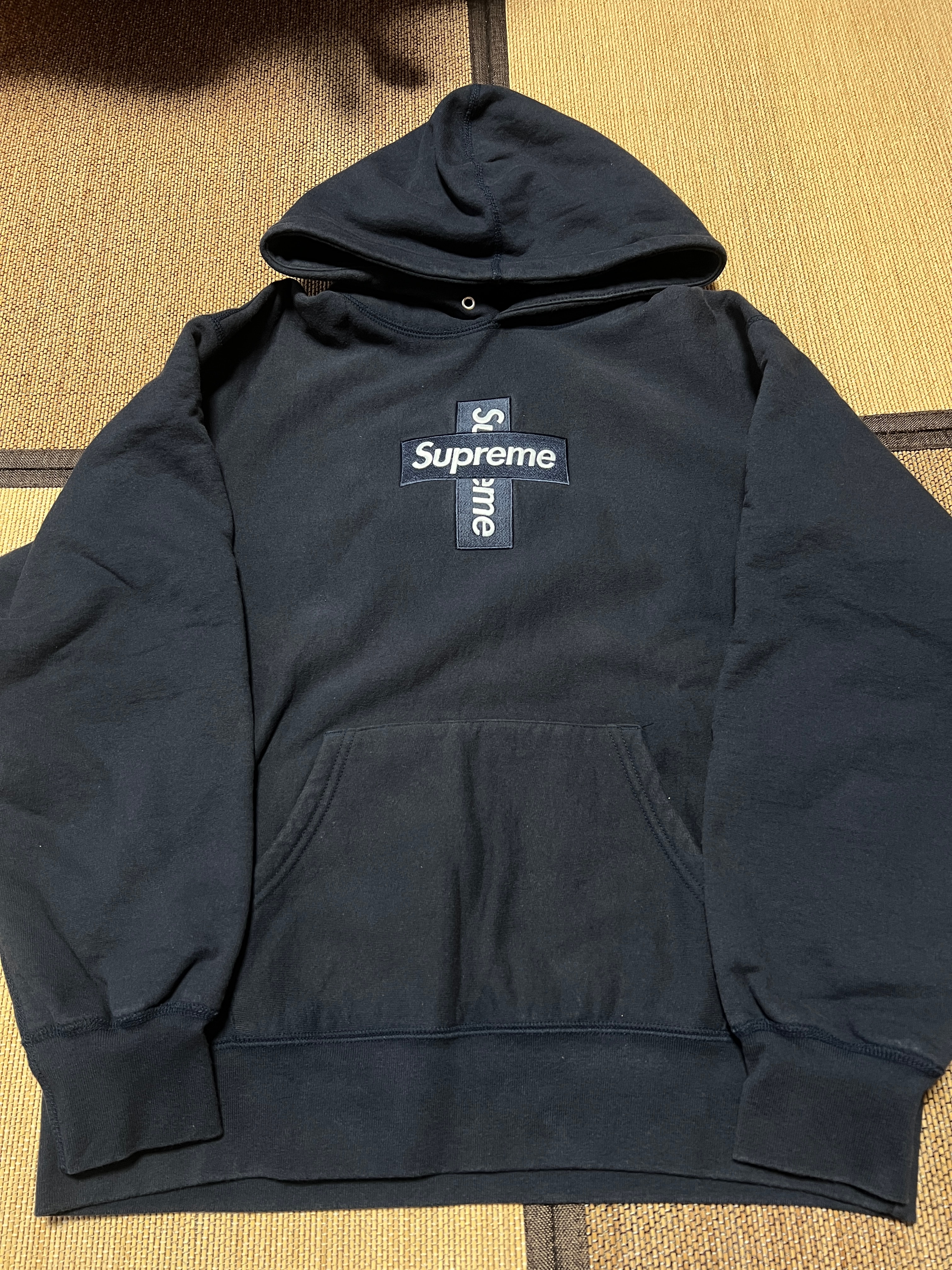 Supreme Cross Box Logo Hooded Sweatshirt "Navy"