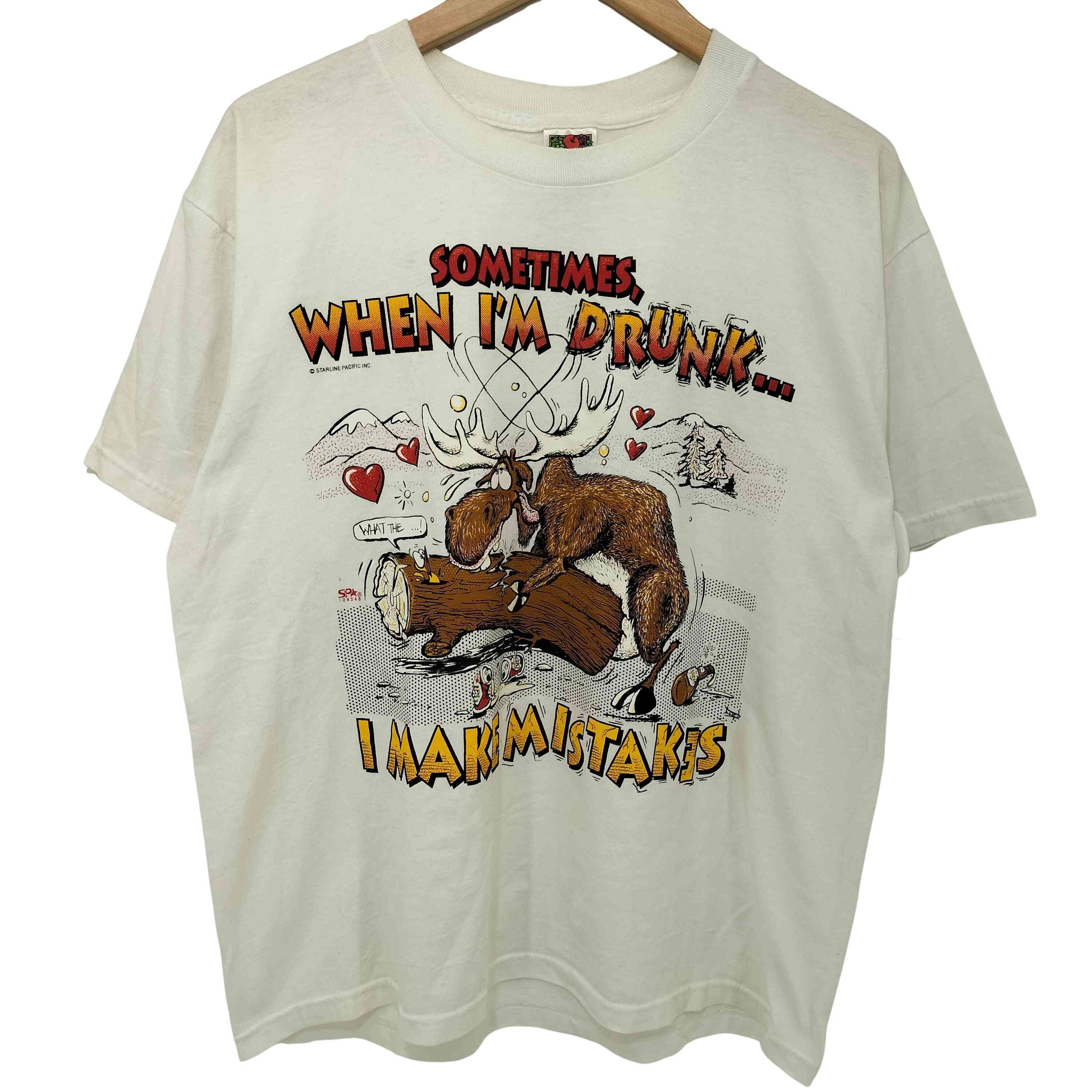 90-2000s BEST トナカイ メッセージ クルーネックTシャツ エロT【1140074854266】