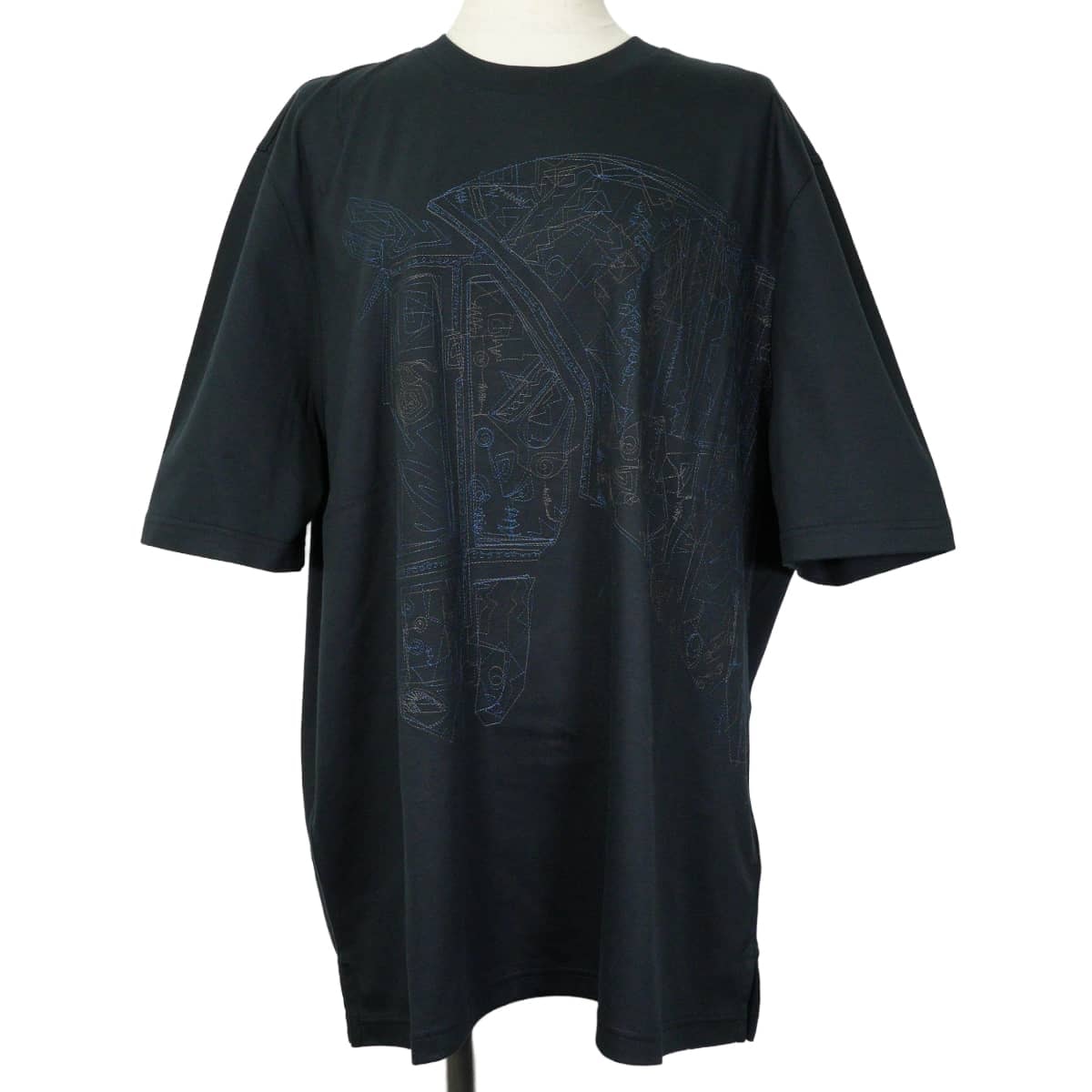 HERMES エルメス 半袖Tシャツ メンズ カドリージュ 刺しゅう入り マリン コットン100% #L H667800HA 新品未使用